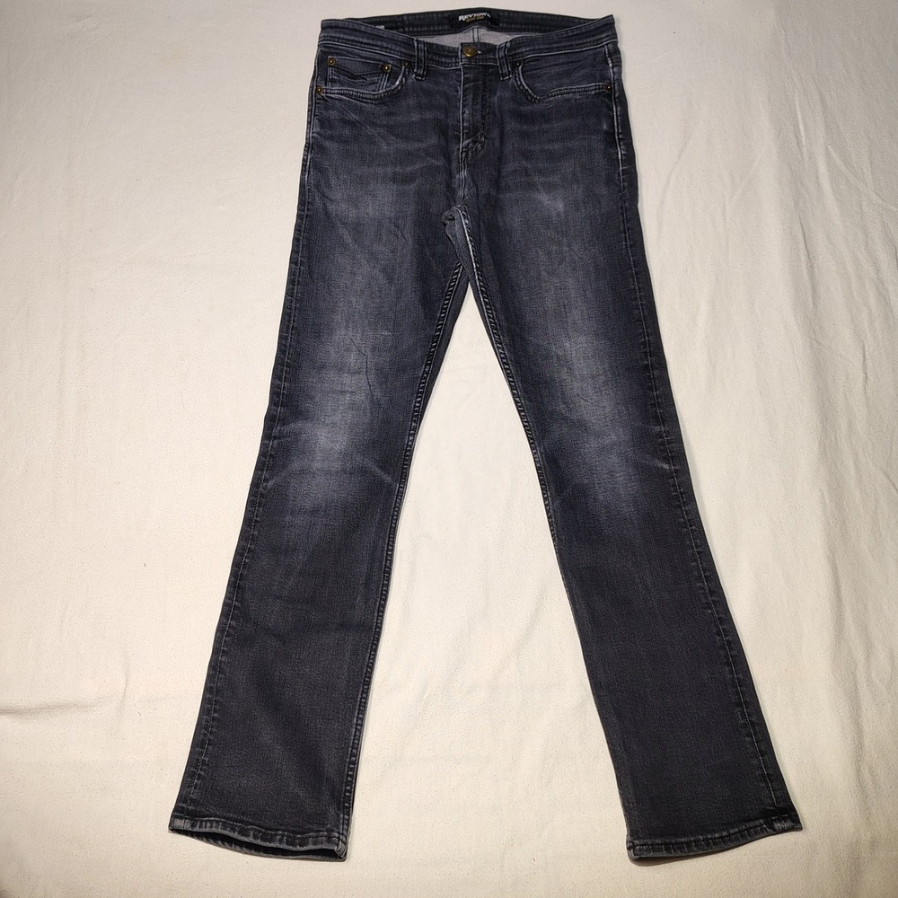 Revtown Mens Sharp Fit Jeans 32x32 Black Dark Wash Cotton Blend Denim 4539